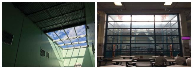 Two photos. One outdoor recreation yard, partially.